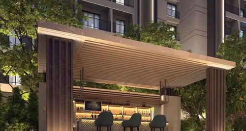 Pool-facing cafeteria