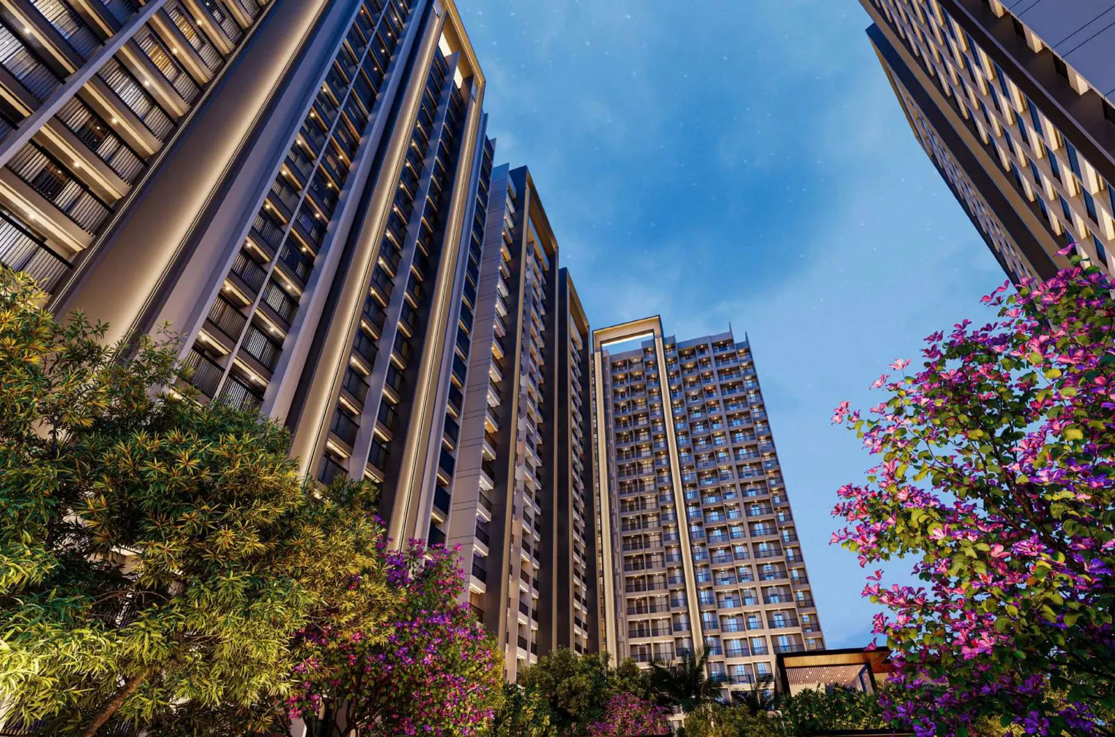 Towers from the landscaped podium